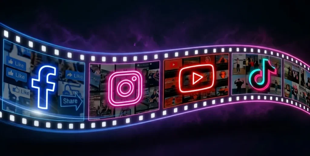 Grafica digital que representa el video en redes sociales y youtube