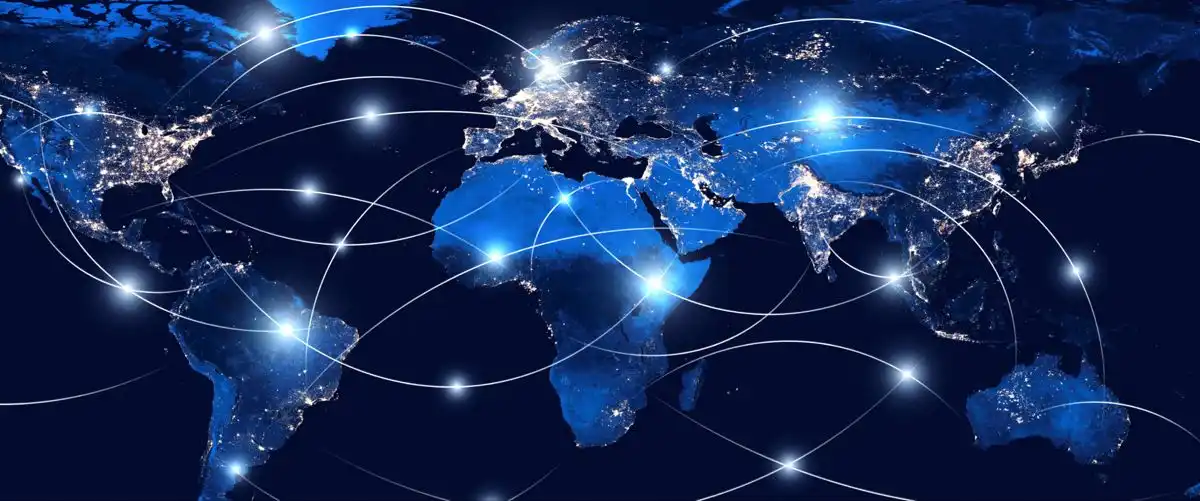 Mapa mundi que representa la conectividad mundial que otorga el marketing digital